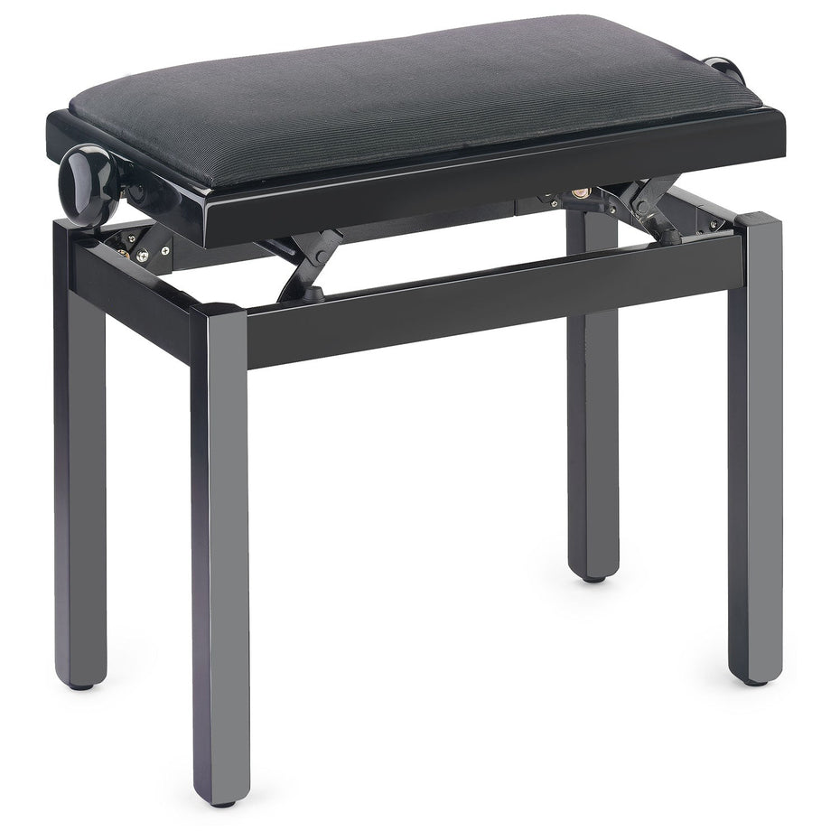 PBF39-BKP-VBK - Stagg PBF39 Height adjustable piano stool Polished black, with black dralon seat