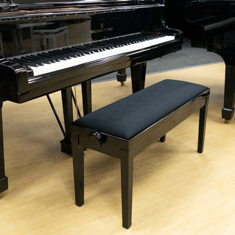 BG270-BG-BK - Hidrau BG270 'Geneva' height adjustable duet piano stool Black gloss, black velvet