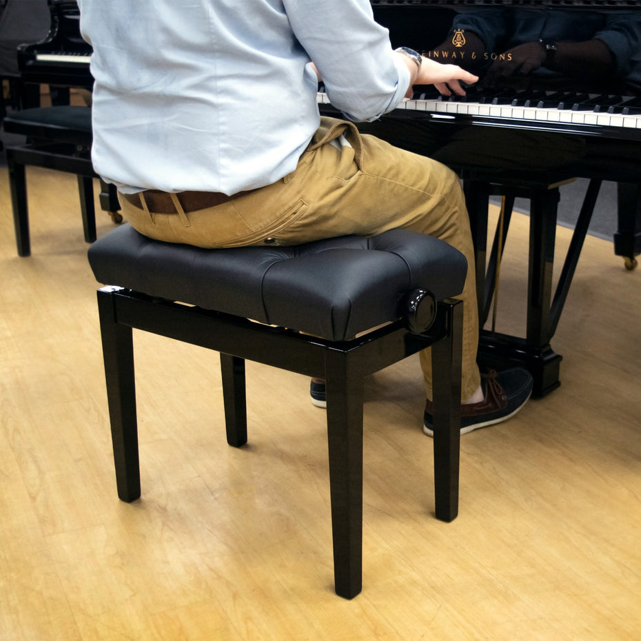 BG33-BG-BKL - Hidrau BG33 'Vienna' adjustable concert piano stool Black gloss, black leather