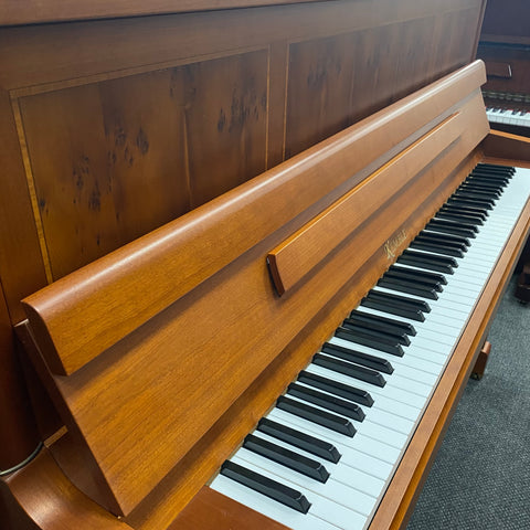 PRESTIGE-309947 - Pre-owned Kemble Prestige upright piano in cherry satin with yew inlay Default title